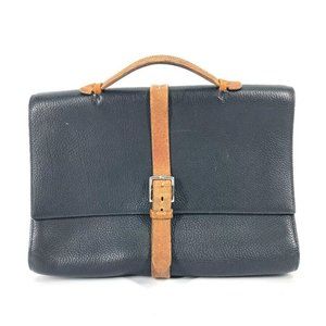 HERMES Bag Etrivert document Hand Bag Business bag Fjord Black/Brown